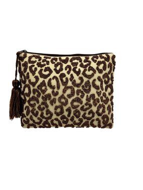 MMS Brands Beaded Leopard Print Clutch